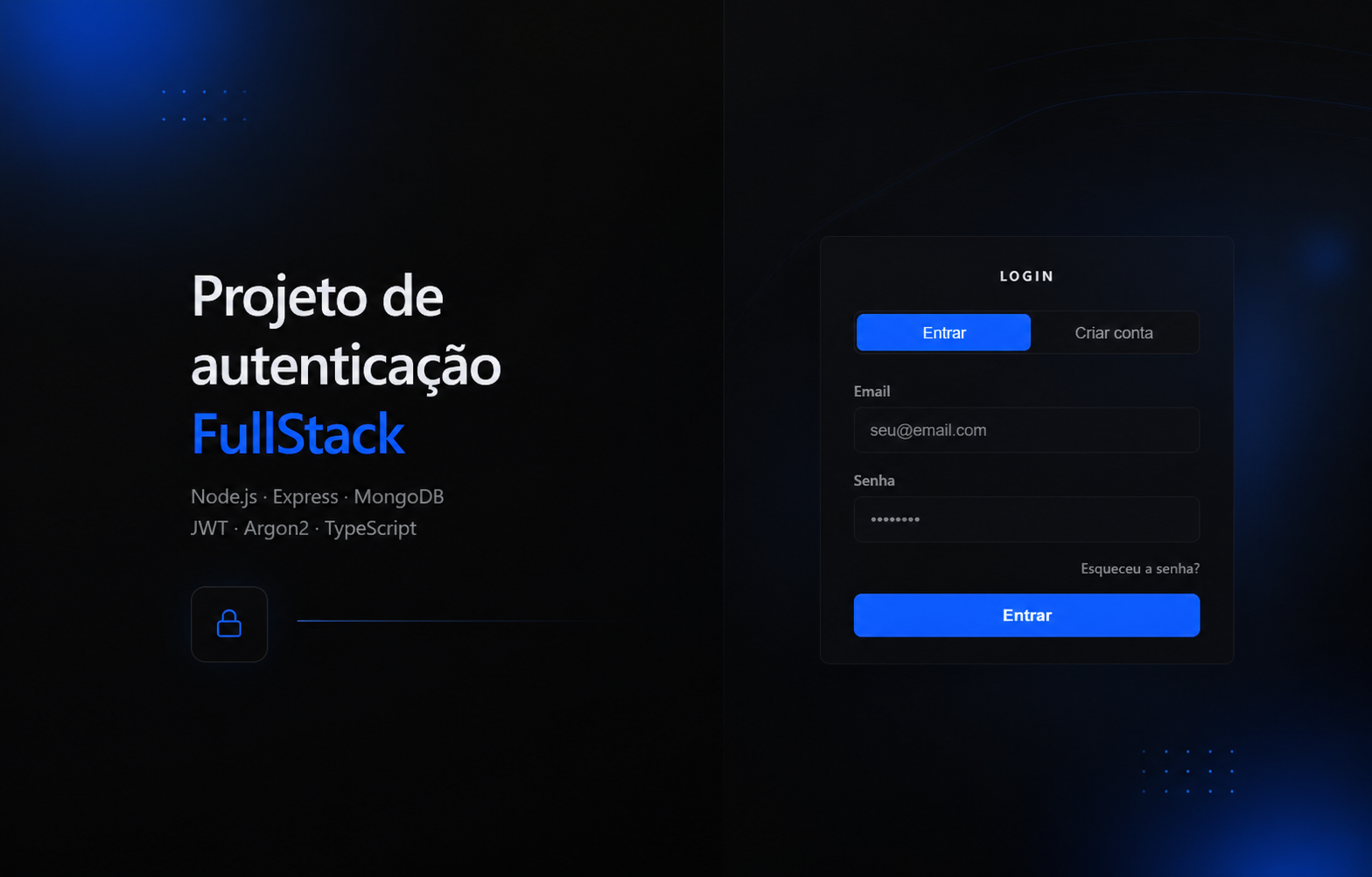 Préviada interface do projeto projeto-auth